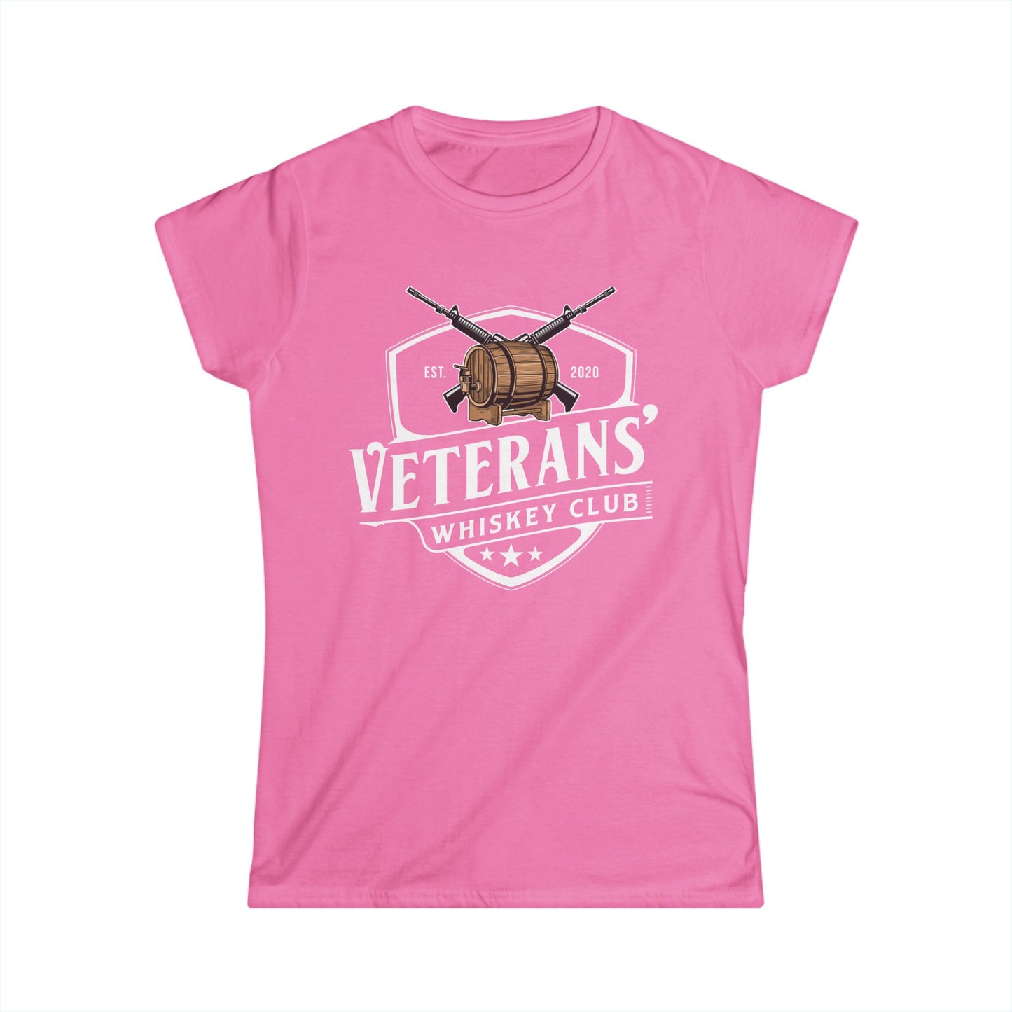 Women's Tee — Rustic Whiskey Barrel & Crossed Rifles Graphic
