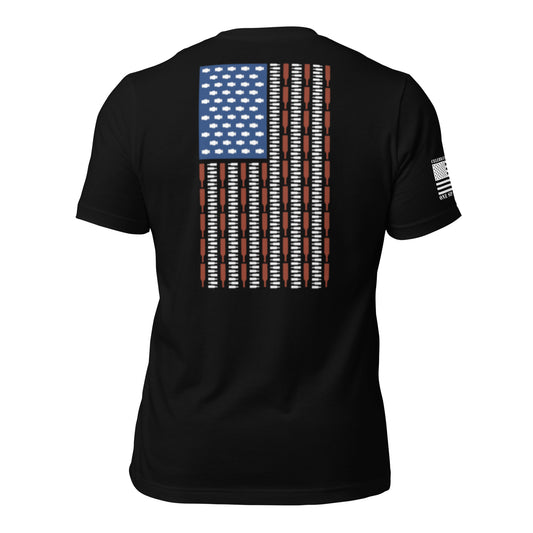 W&W Bottles & Stripes T-Shirt, Black shirt back product mockup