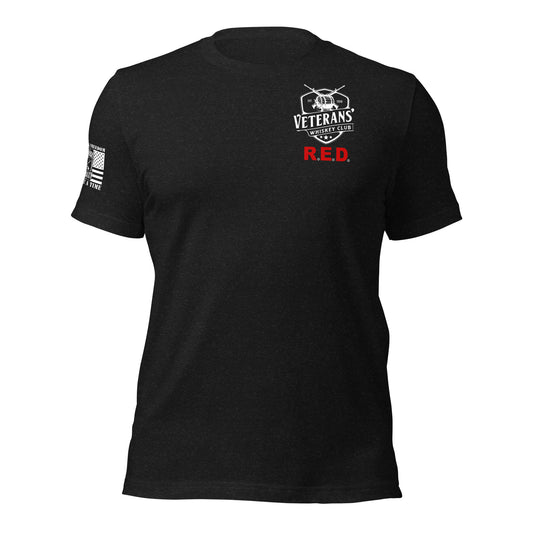 VWC R.E.D. T-Shirt in Black Heather, front product mockup