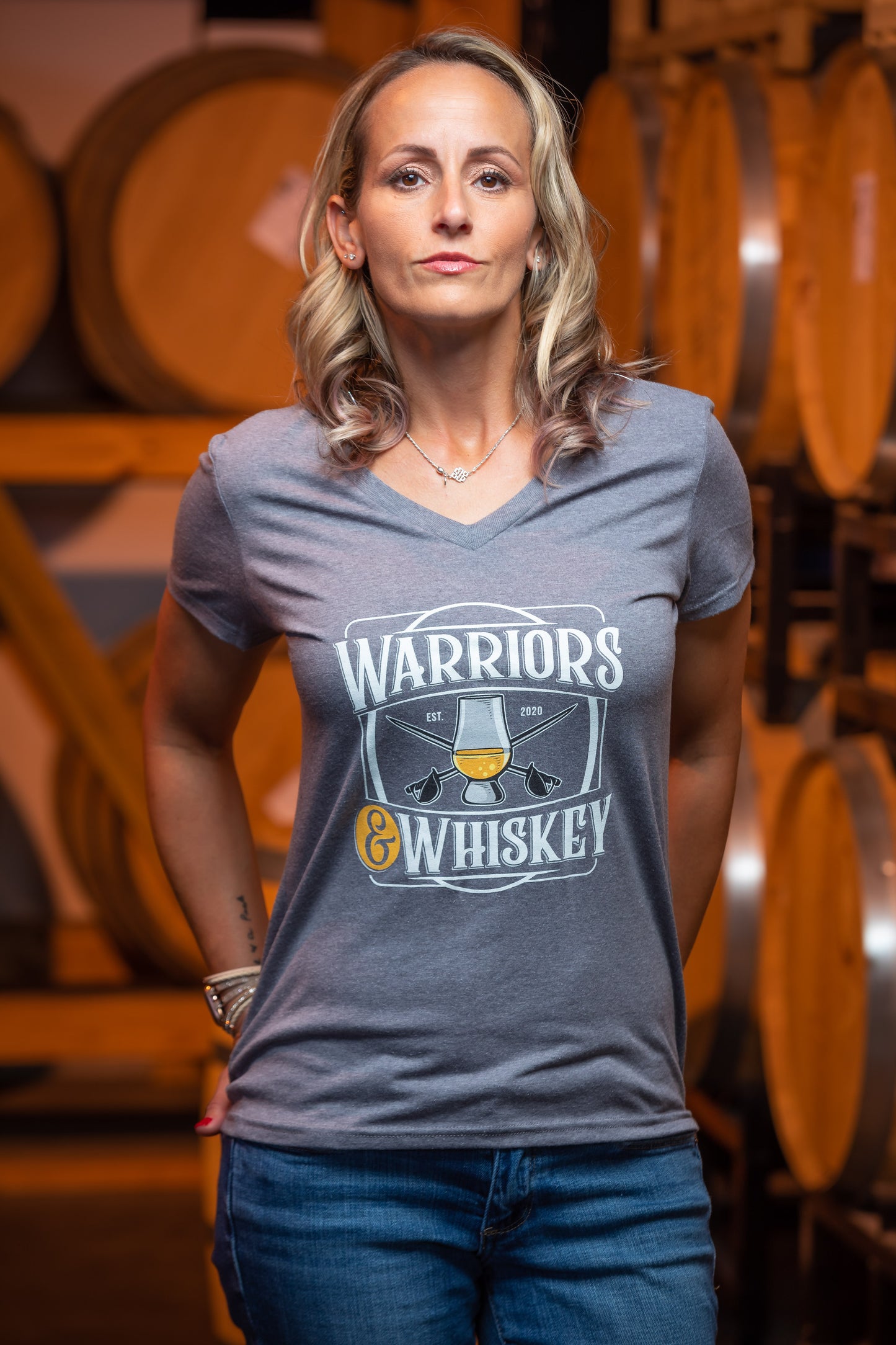 Warriors & Whiskey Ladies V-neck T-shirt