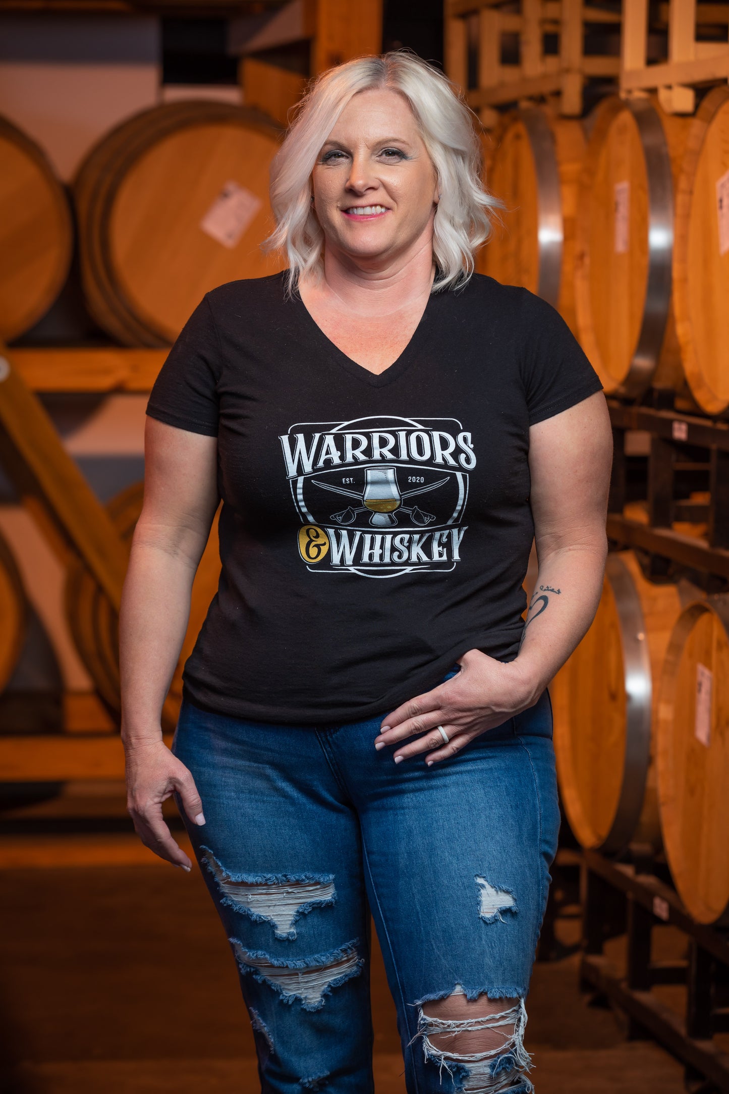 Warriors & Whiskey Ladies V-neck T-shirt