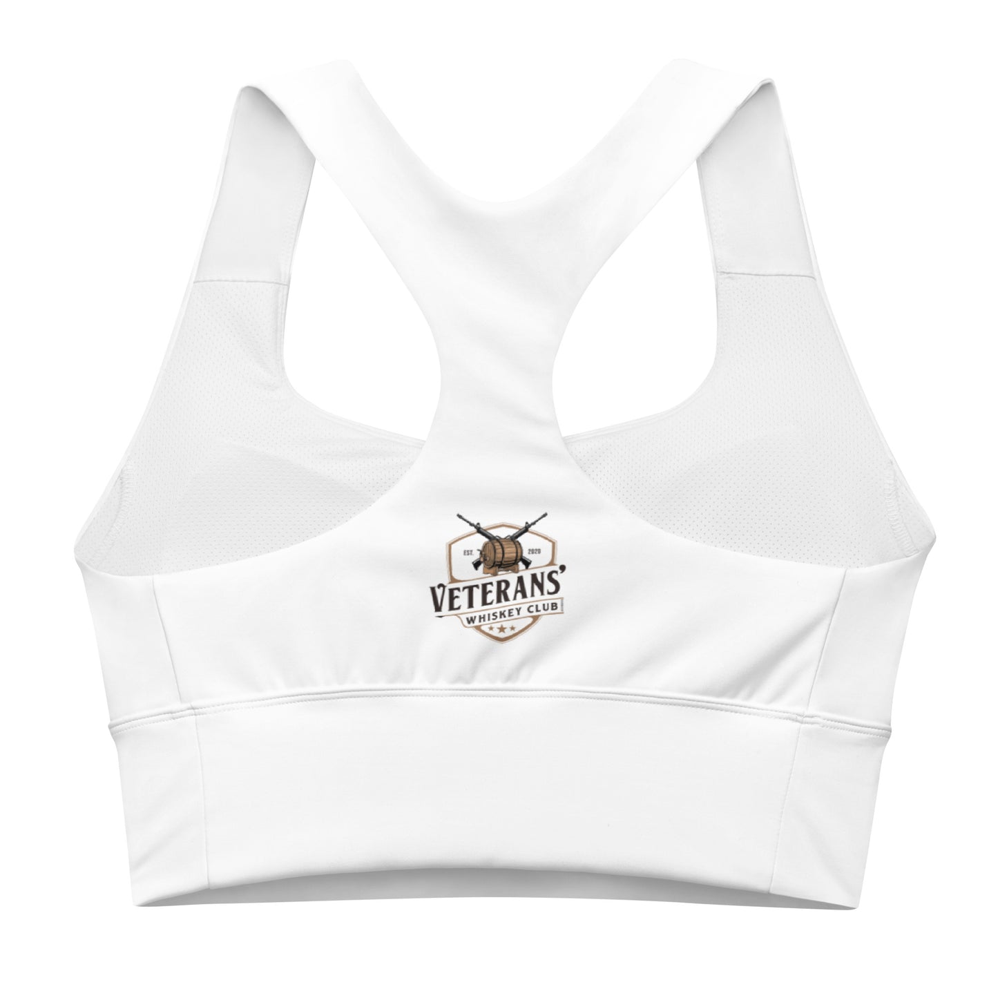 Veterans' Whiskey Club white sports bra