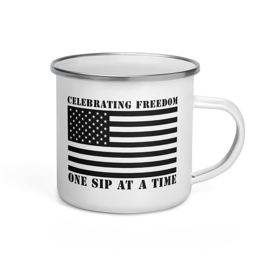 White Warriors & Whiskey enamel mug, right product view