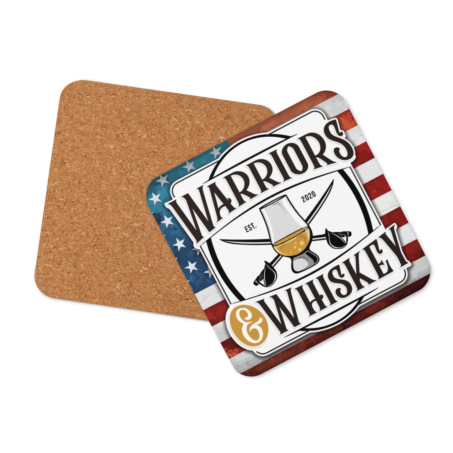 Warriors & Whiskey Cork-Back Coaster