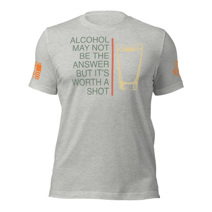 Worth a Shot T-Shirt, Athletic Heather shirt front product mockup