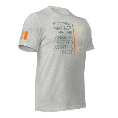 Worth a Shot T-Shirt, Athletic Heather Right shirt front product mockup