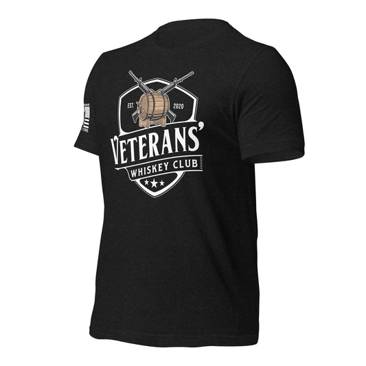 Black Heather Veterans’ Whiskey Club Classic T-Shirt left-side mockup