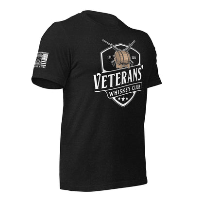 Black Heather Veterans’ Whiskey Club Classic T-Shirt right-side mockup