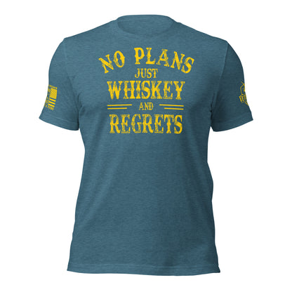 No Plans. Just Whiskey and Regrets. T-Shirt in Heather Deep Teal, front view product mockup