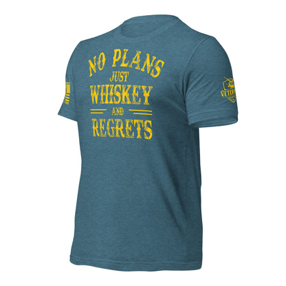 No Plans. Just Whiskey and Regrets. T-Shirt in Heather Deep Teal Left, front view product mockup