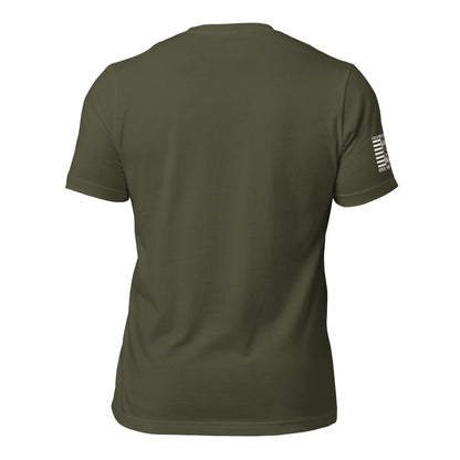 Military Green Veterans’ Whiskey Club Classic T-shirt, back view product mockup