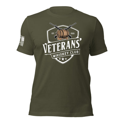 Military Green Veterans’ Whiskey Club Classic T-Shirt front mockup