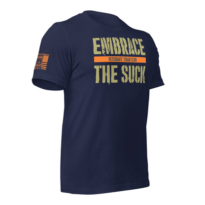 Navy Embrace the Suck T-Shirt, right-front product mockup