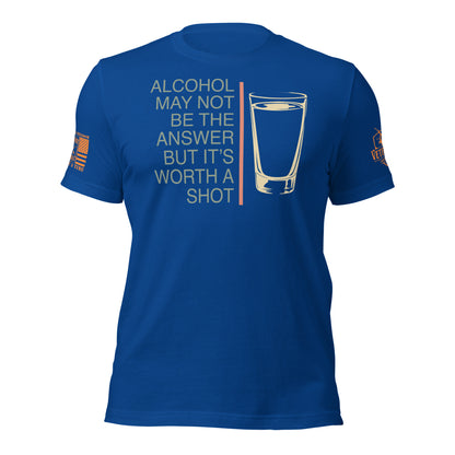 Worth a Shot T-Shirt, True Royal shirt front product mockup