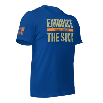 True Royal Embrace the Suck T-Shirt, right-front product mockup