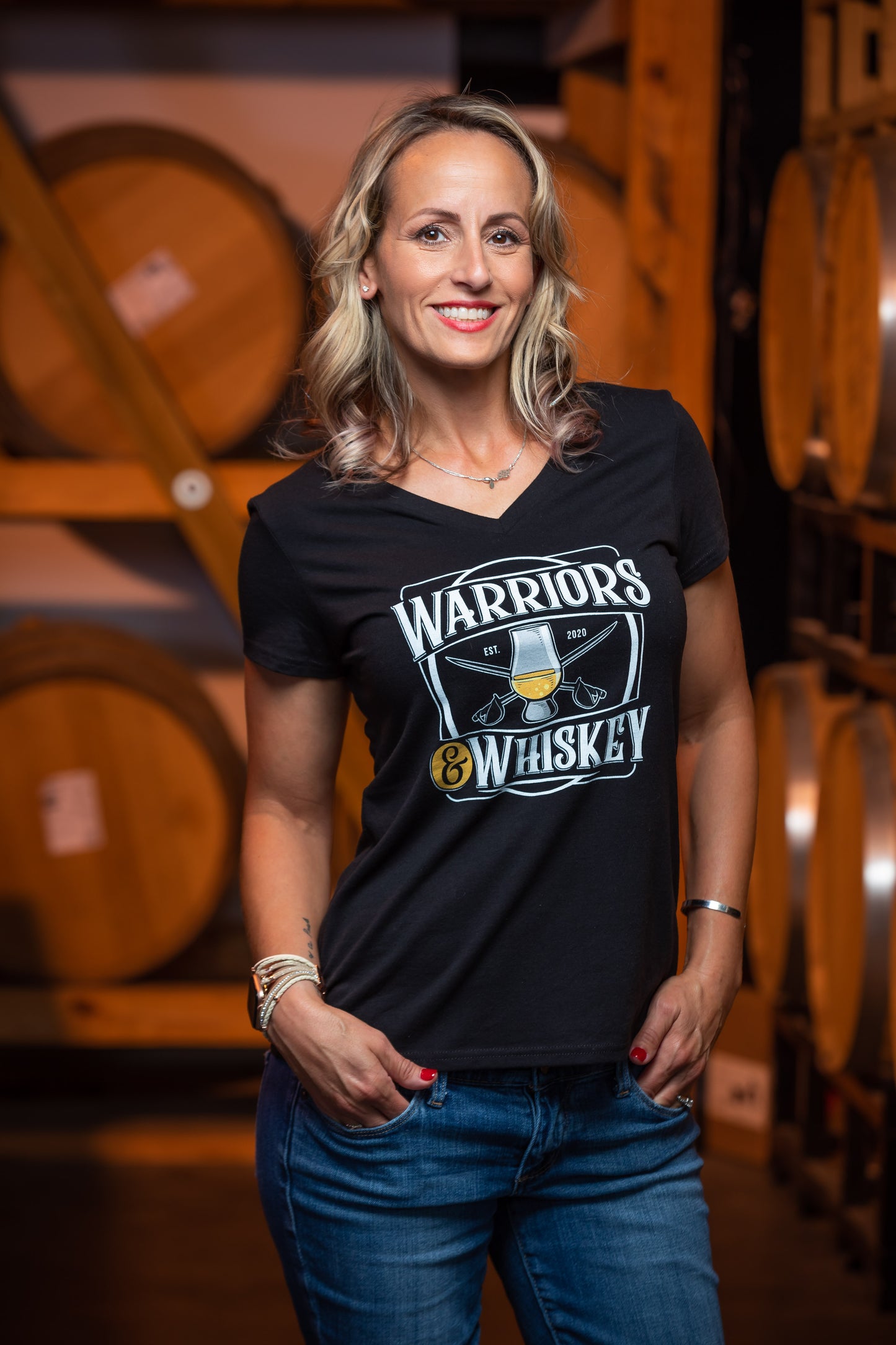 Warriors & Whiskey Ladies V-neck T-shirt