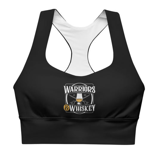 Warriors & Whiskey logo black sports bra