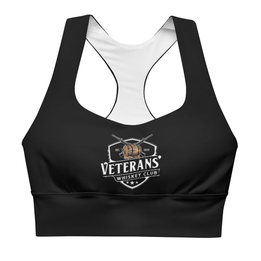 Veterans' Whiskey Club logo black sports bra