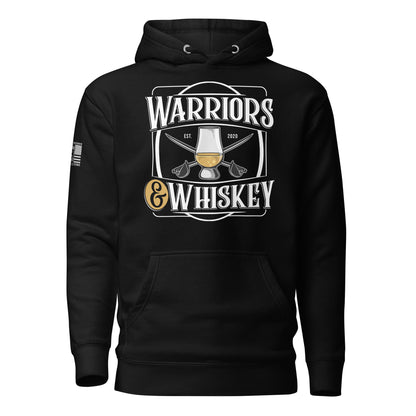Black Warriors & Whiskey Hoodie, front product mockup