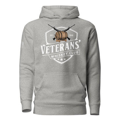 Carbon Grey Veterans’ Whiskey Club Hoodie, front product mockup