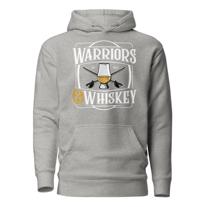 Carbon Grey Warriors & Whiskey Hoodie, front product mockup