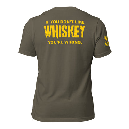 If You Don’t Like Whiskey T-Shirt in Army, back view product mockup
